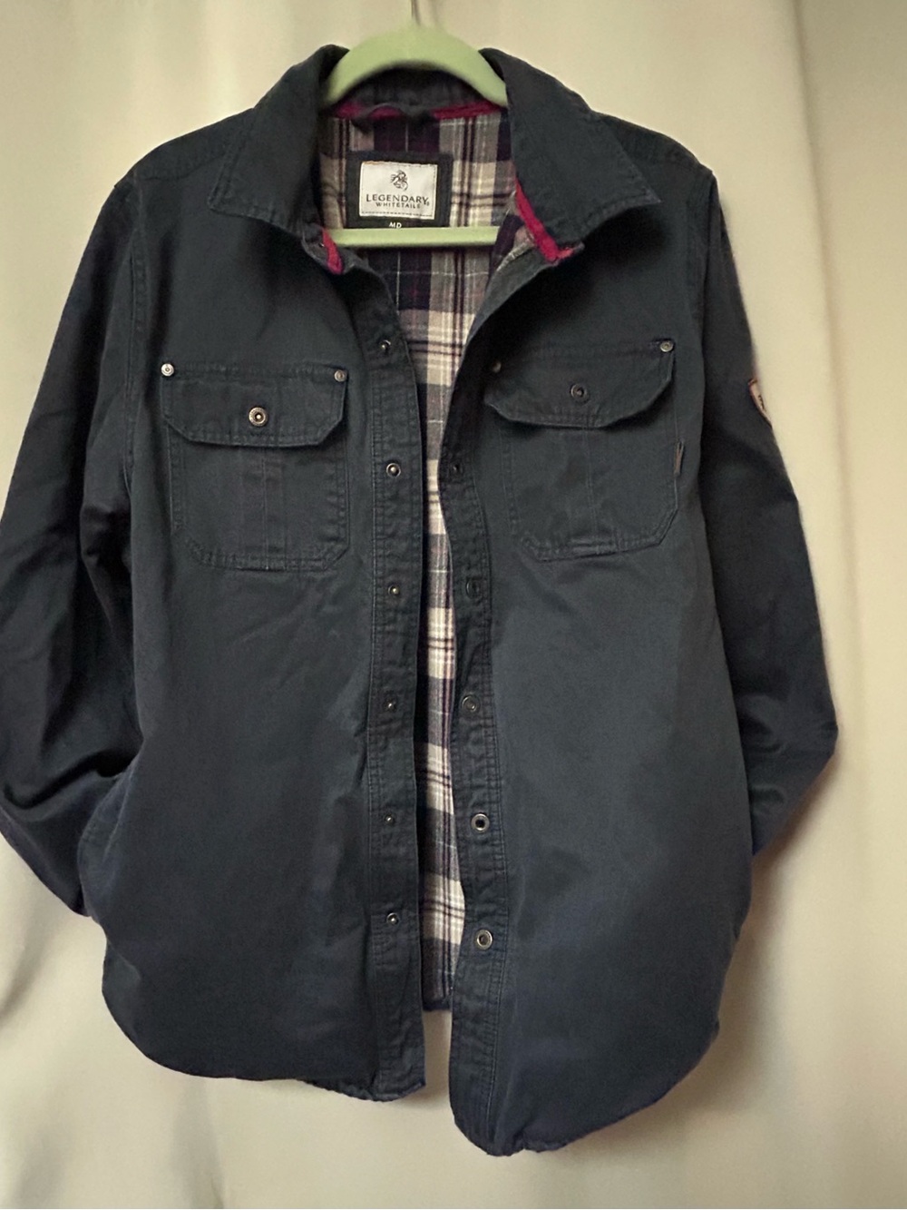 Legendary Whitetails Men's Navy Shirt Jacket with Plaid Lining